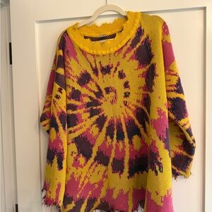 Magnolia Pearl Yellow and Pink Tie-Dye Sweater EUC